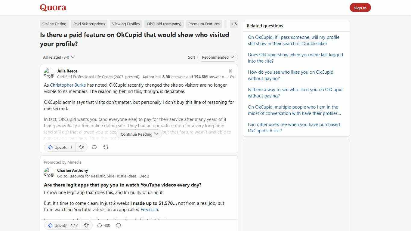 Is there a paid feature on OkCupid that would show who visited your profile? - Quora