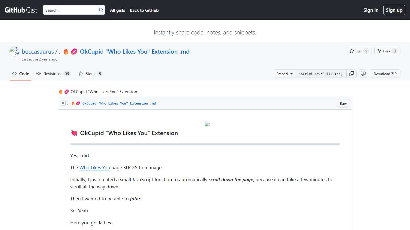 🔥💋 OkCupid "Who Likes You" Extension · GitHub